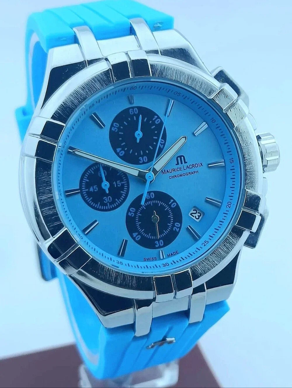 Maurice Lacroix Blue Chronograph Quartz Watch Refurbished